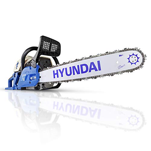 Hyundai Petrol Chainsaw, 62cc 20”, 2-Stroke, Wood Saw / Cordless Chainsaw, 20'' Cutting Bar with 3 Year Hyundai Warranty