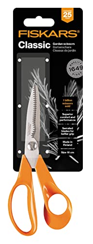 Fiskars Universal Scissors S92, Length: 18 cm, Stainless steel blade/plastic handles, Classic, Orange, 1000555