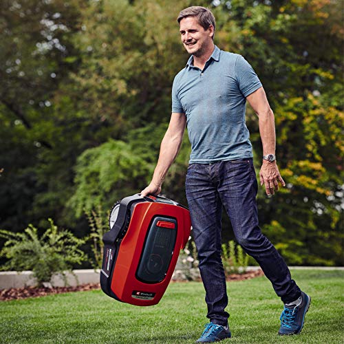 Einhell Robot Mower FREELEXO 1200 LCD BT (Li-Ion, 18 V, 1200 m², Multi-Zone Lawn Mower, Bluetooth App Control, for Inclines Up to 35%, PXC Rechargeable Battery,Incl. 5.2 Ah Battery)