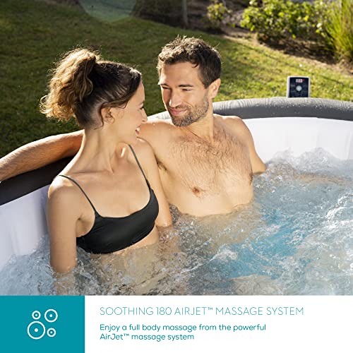 Lay-Z-Spa BW60067GB Mauritius 180 AirJet Massage System, Inflatable Hot Tub with Freeze Shield Technology, 5-7 Person, Grey