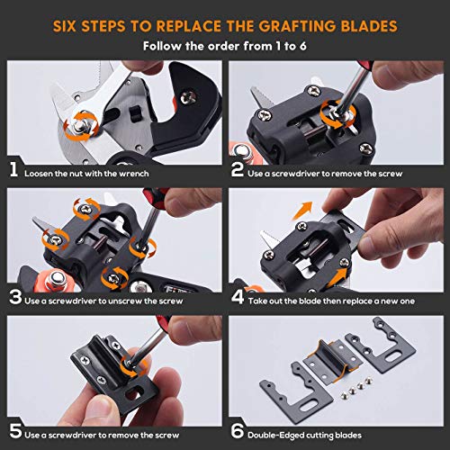 FUJIWARA Garden Grafting Tool, Multifunctional Pruning Scissors Kit, U-Graft/V-Graft/Omega-Graft Seedling for Fruit Tree Grafting Set,Including Grafting Tapes, Grafting Knife & Replacement Blades