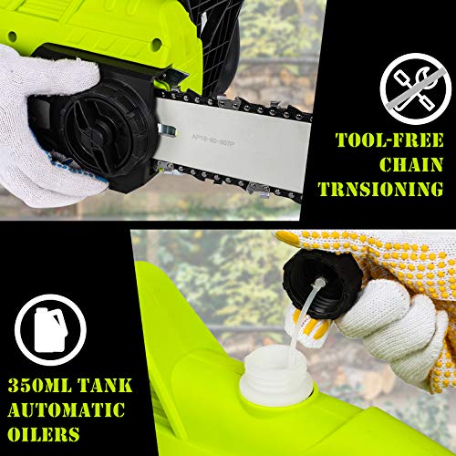 2400W Electric Chainsaw, Powerful Electric Chain Saw with 45CM Guide Bar 13m/s Cutting Speed, Automatic Oiling, Lightweight Design, Tool-Free Chain Tensioning, 12M Cable