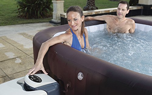 Lay-Z-Spa Maldives HydroJet Pro Hot Tub Inflatable Spa with LED Lights, 1050 Litre, Brown, 85 x 75 x 92 cm
