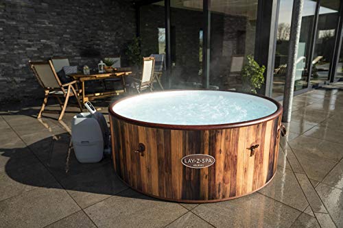 Lay-Z-Spa Helsinki Hot Tub, 180 AirJet Wood Effect Inflatable Spa with Freeze Shield Year Round Technology and Rapid Heating, 5-7 Person
