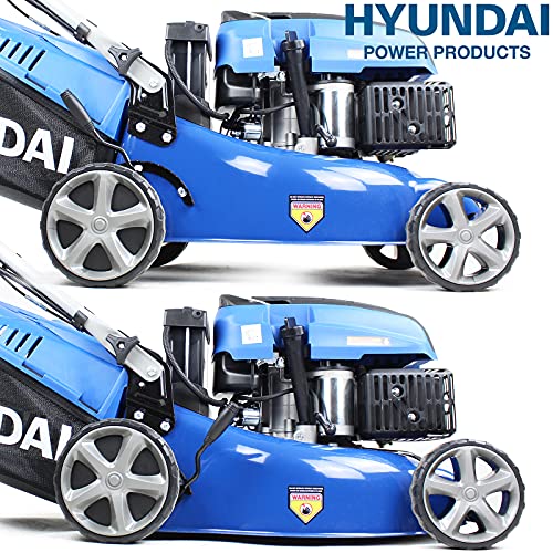 Hyundai Self Propelled Electric 17" 43 cm 430mm Petrol Lawn Mower Plus 600ml Free Engine Oil, 3 Year Warranty, Blue