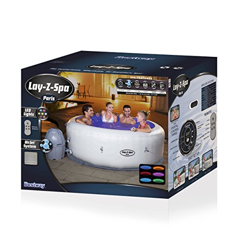 Lay -Z-Spa Paris Hot Tub with LED Lights, Airjet Inflatable, 4-6 Person
