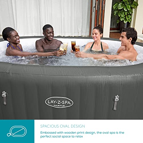 Lay-Z-Spa BW60067GB Mauritius 180 AirJet Massage System, Inflatable Hot Tub with Freeze Shield Technology, 5-7 Person, Grey