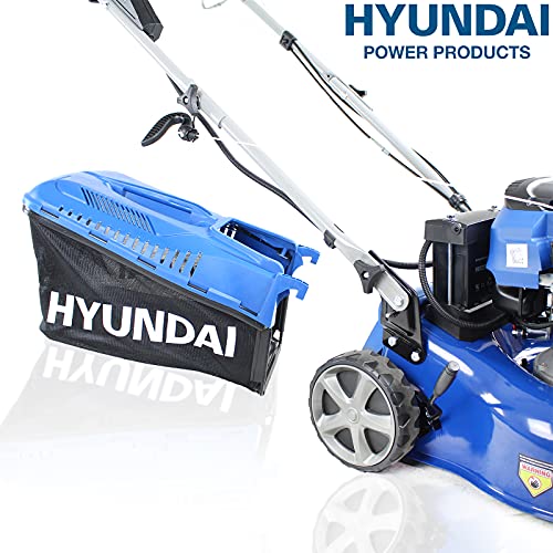 Hyundai Self Propelled Electric 17" 43 cm 430mm Petrol Lawn Mower Plus 600ml Free Engine Oil, 3 Year Warranty, Blue