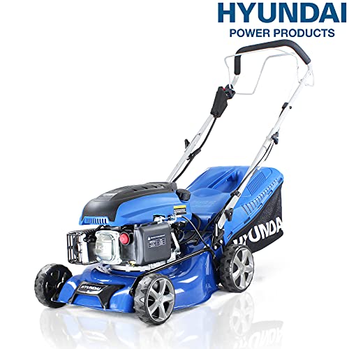 Hyundai Self Propelled Electric 17" 43 cm 430mm Petrol Lawn Mower Plus 600ml Free Engine Oil, 3 Year Warranty, Blue