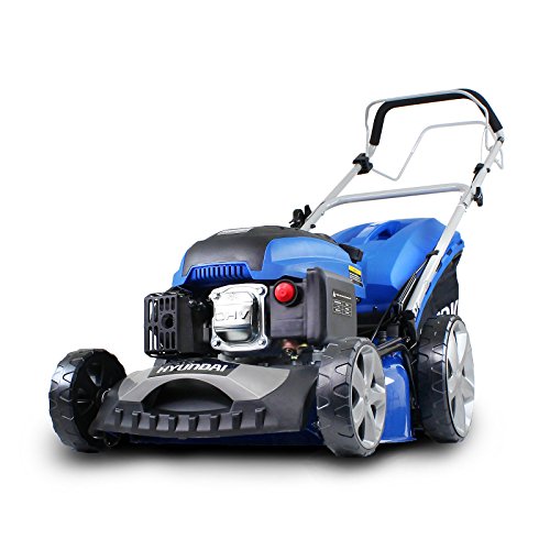 Hyundai 46cm Self-Propelled Petrol Lawnmower, 460mm / 18'' Cutting Width, 3.5HP 4-Stroke Petrol Engine, Foldable Handles, Mulching Lawnmower, 3 Year Warranty, Blue