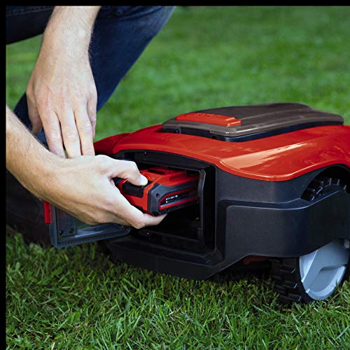 Einhell Robot Mower FREELEXO 1200 LCD BT (Li-Ion, 18 V, 1200 m², Multi-Zone Lawn Mower, Bluetooth App Control, for Inclines Up to 35%, PXC Rechargeable Battery,Incl. 5.2 Ah Battery)