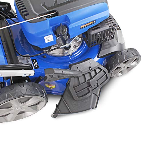 Hyundai 46cm Self-Propelled Petrol Lawnmower, 460mm / 18'' Cutting Width, 3.5HP 4-Stroke Petrol Engine, Foldable Handles, Mulching Lawnmower, 3 Year Warranty, Blue