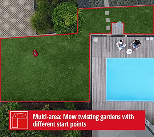 Einhell Robot Mower FREELEXO 1200 LCD BT (Li-Ion, 18 V, 1200 m², Multi-Zone Lawn Mower, Bluetooth App Control, for Inclines Up to 35%, PXC Rechargeable Battery,Incl. 5.2 Ah Battery)