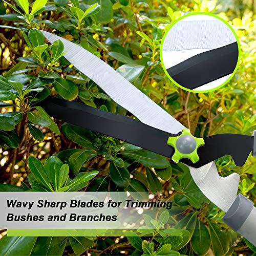 Hortem 3PCS Garden Shears Set with 28" Tree Loppers Heavy Duty, 23" Professional Hedge Clippers, 8" Sharp Pruning Shears as Tree & Shrub Care Kit