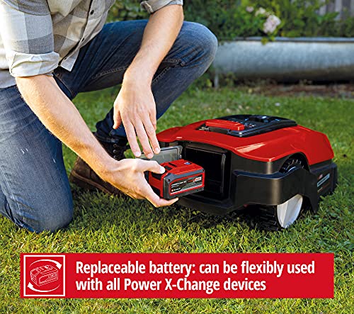 Einhell Robot Mower FREELEXO 1200 LCD BT (Li-Ion, 18 V, 1200 m², Multi-Zone Lawn Mower, Bluetooth App Control, for Inclines Up to 35%, PXC Rechargeable Battery,Incl. 5.2 Ah Battery)