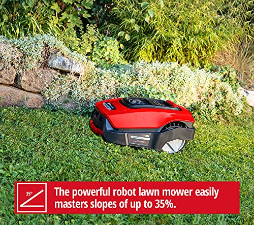 Einhell Robot Mower FREELEXO 1200 LCD BT (Li-Ion, 18 V, 1200 m², Multi-Zone Lawn Mower, Bluetooth App Control, for Inclines Up to 35%, PXC Rechargeable Battery,Incl. 5.2 Ah Battery)