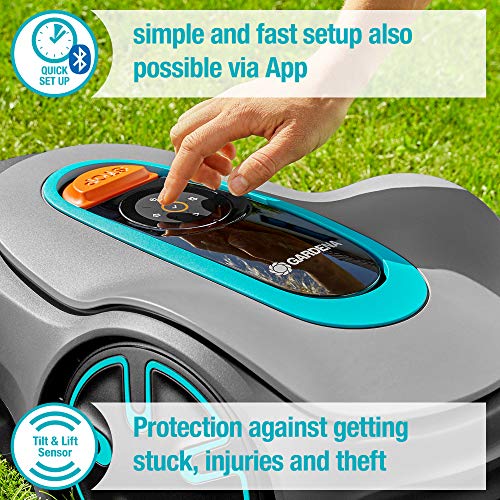 Gardena Robotic Mower SILENO minimo 500 m²: Intelligent lawn mower with excellent connectivity, programmable with the Gardena Bluetooth® app, UK version (15202-28)