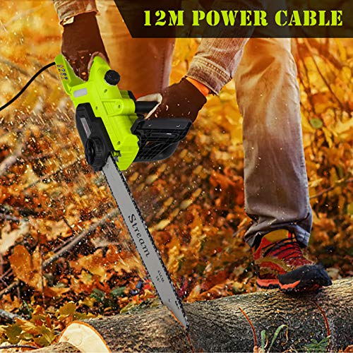 2400W Electric Chainsaw, Powerful Electric Chain Saw with 45CM Guide Bar 13m/s Cutting Speed, Automatic Oiling, Lightweight Design, Tool-Free Chain Tensioning, 12M Cable